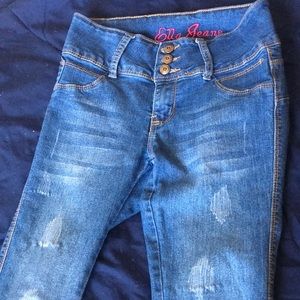 Ella jeans women’s size 1  75% cotton slim fit three button plus zipper frost